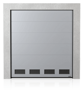 Industrial sectional door with K-2 air grilles