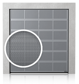 Sekční průmyslová vrata hliníková s větracími panely (tahokovová výplň)
)