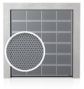 Sekční průmyslová vrata hliníková s větracími panely (děrovaný plech)
