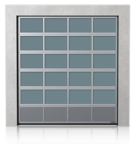 Sekční průmyslová vrata hliníková s dolním větracím panelem (tahokovová výplň)

